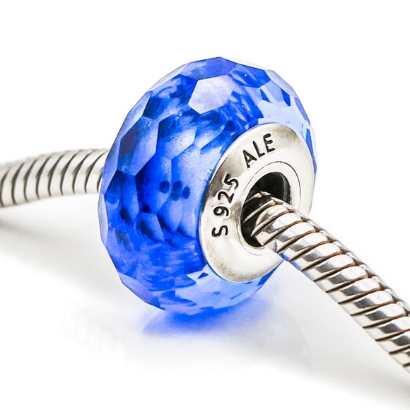 Pandora Jewelry - Pandora Sterling Silver Azure Faceted Murano Glass Charm
